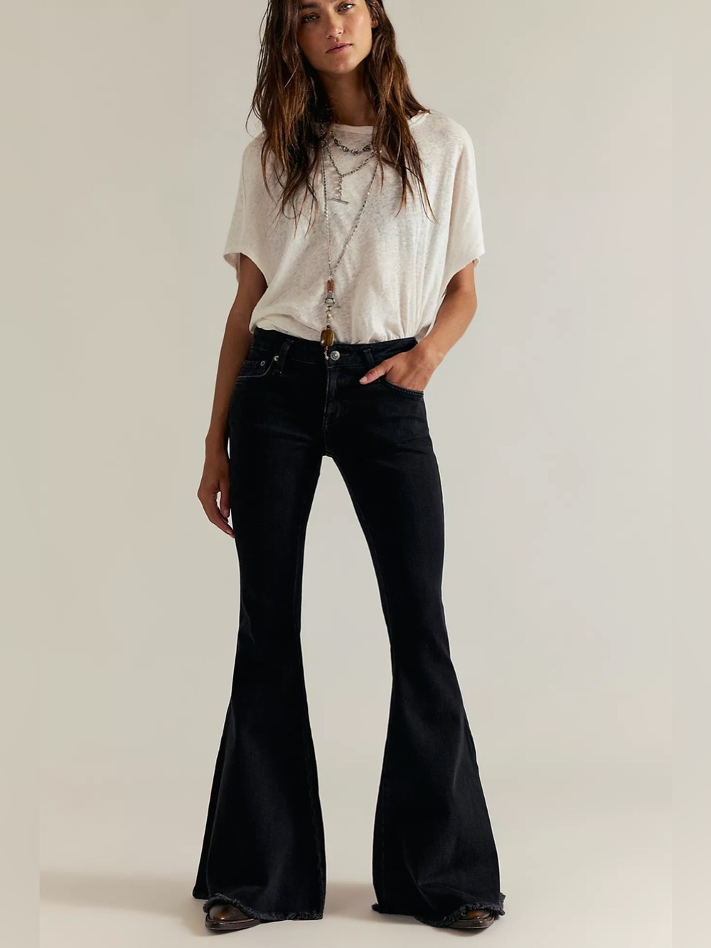 Free People Black Flare Jeans